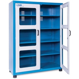 Armário organizador de ferramentas fechado com 4 prateleiras reguláveis e porta com visor em acrílico Armário organizador de ferramentas fechado com 4 prateleiras reguláveis e porta com visor em acrílico
