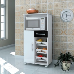 Balcão Fruteira Suprema c/ 3 Cestos, 1 Porta, 1 Gaveta, Nicho p/ Microondas - Valdemóveis Balcão Fruteira Suprema c/ 3 Cestos, 1 Porta, 1 Gaveta, Nicho p/ Microondas - Valdemóveis