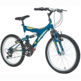 Bicicleta Full Suspension Kanguru Aro 20 Azul - Polimet Bicicleta Full Suspension Kanguru Aro 20 Azul - Polimet