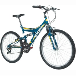 Bicicleta Full Suspension Kanguru Aro 24 Azul - Polimet Bicicleta Full Suspension Kanguru Aro 24 Azul - Polimet