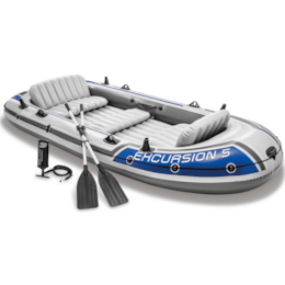 Bote Barco Inflavel Excursion 5 Com Remos Alumínio - Intex Bote Barco Inflavel Excursion 5 Com Remos Alumínio - Intex
