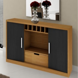 Buffet Com Adega Advance Castanho/Preto - Cel Móveis Buffet Com Adega Advance Castanho/Preto - Cel Móveis