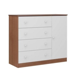 Cômoda Bambolê 1 Porta 4 Gavetas Carvalho Avelã/Branco Premium Multimóveis Cômoda Bambolê 1 Porta 4 Gavetas Carvalho Avelã/Branco Premium Multimóveis