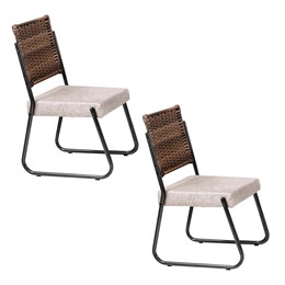 Conjunto 2 Cadeiras Md12 Grafite Soft One com Tecido LCA