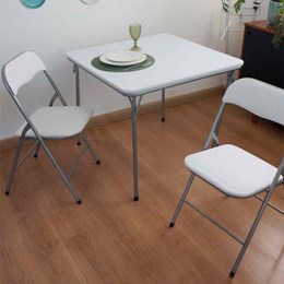 Conjunto de mesa e 02 cadiras dobrável caxambu branco - Antares