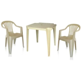 Conjunto de Mesa Monobloco e 2 cadeiras poltrona Bege - Antares Conjunto de Mesa Monobloco e 2 cadeiras poltrona Bege - Antares
