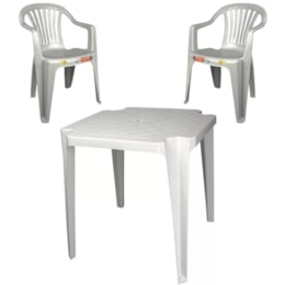 Conjunto de Mesa Monobloco e 2 cadeiras poltrona Branca - Antares Conjunto de Mesa Monobloco e 2 cadeiras poltrona Branca - Antares