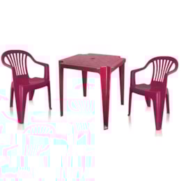 Conjunto de Mesa Monobloco e 2 cadeiras poltrona Vinho - Antares Conjunto de Mesa Monobloco e 2 cadeiras poltrona Vinho - Antares