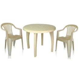 Conjunto de Mesa redonda e 2 cadeiras poltrona Bege - Antares Conjunto de Mesa redonda e 2 cadeiras poltrona Bege - Antares