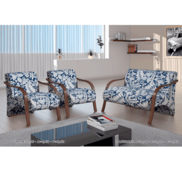 Conjunto de Poltronas Decorativas Adele Azul com Braço em Madeira Conjunto de Poltronas Decorativas Adele Azul com Braço em Madeira