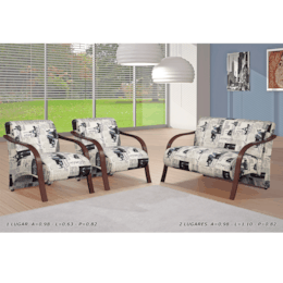 Conjunto de Poltronas Decorativas Adele Bege com Braço em Madeira Conjunto de Poltronas Decorativas Adele Bege com Braço em Madeira