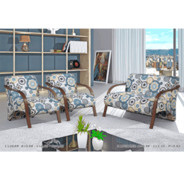Conjunto de Poltronas Decorativas Adele Branco com Braço em Madeira Conjunto de Poltronas Decorativas Adele Branco com Braço em Madeira