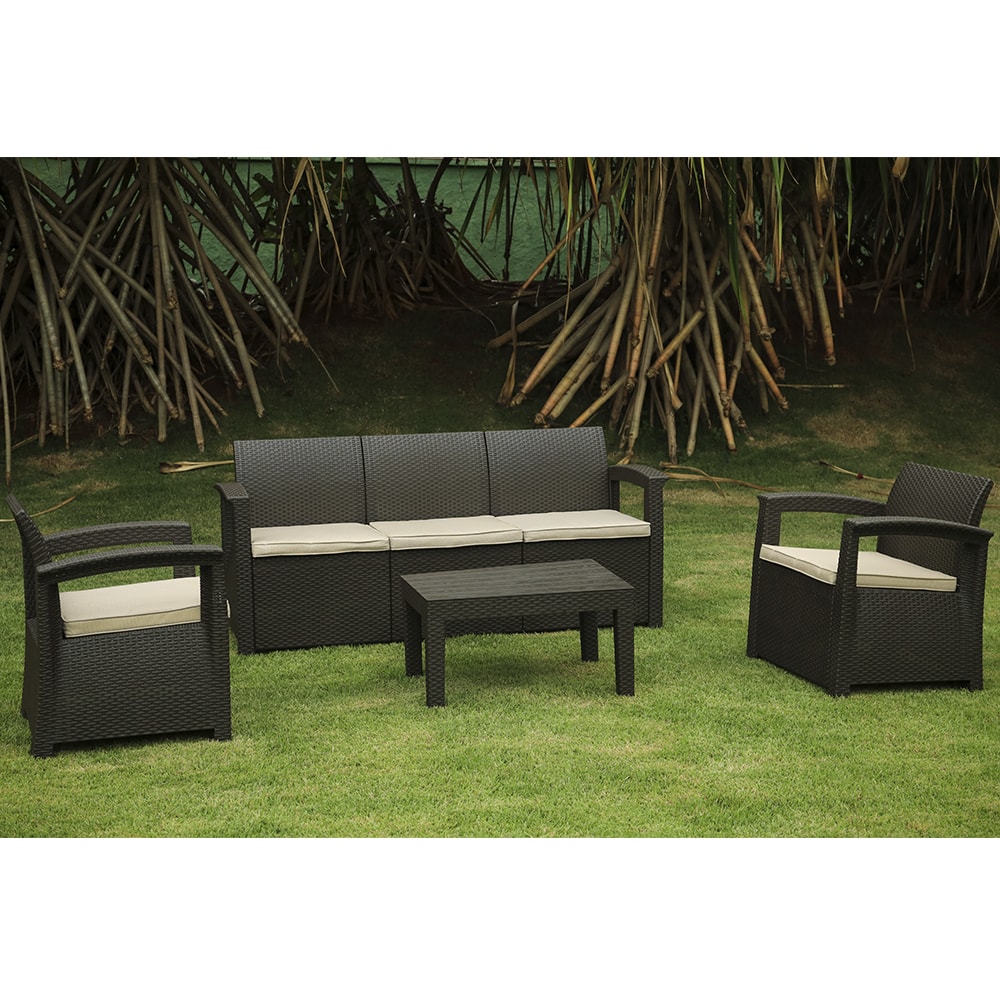Conjunto de Sofá 5 Lugares Para Jardim/Área Externa Rattan D7HOME