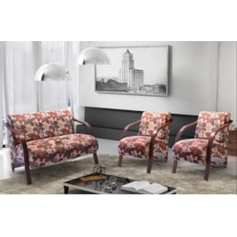 Conjunto Poltronas Decorativas Bruna com Braço em Madeira - Leo Decor Conjunto Poltronas Decorativas Bruna com Braço em Madeira - Leo Decor