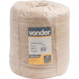 Corda de sisal 5 mm com rolo de 400 metros - Vonder Corda de sisal 5 mm com rolo de 400 metros - Vonder