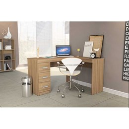 Escrivaninha/Mesa para Computador ou Escritorio Em L Fenix 3 Gavetas  - Politorno