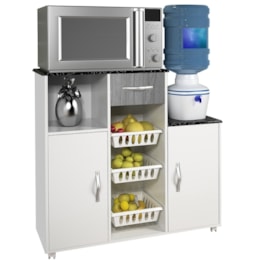 Fruteira Croacia Top Line Tampo Granitado Espaço para Microondas Branco/Gris/Branco - CHF Móveis Fruteira Croacia Top Line Tampo Granitado Espaço para Microondas Branco/Gris/Branco - CHF Móveis