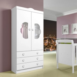 Guarda-roupa 2 Portas e 3 Gavetas Milena Branco - Tigus Baby Guarda-roupa 2 Portas e 3 Gavetas Milena Branco - Tigus Baby