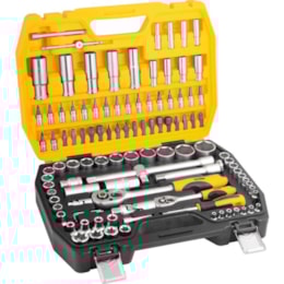 Jogo De Soquetes E Ponteiras Encaixe De 1/4" E 1/2" Com 108 Peças - Vonder Jogo De Soquetes E Ponteiras Encaixe De 1/4" E 1/2" Com 108 Peças - Vonder