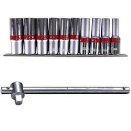 Jogo Kit Soquetes 1/2 Longo Sextavados 10pçs com Cabo Fornça T250mm - Mtx Jogo Kit Soquetes 1/2 Longo Sextavados 10pçs com Cabo Fornça T250mm - Mtx