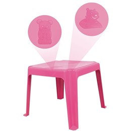 Kit 1 Mesa 45x45cm e 2 Cadeiras Decoradas Teddy Infantil Rosa