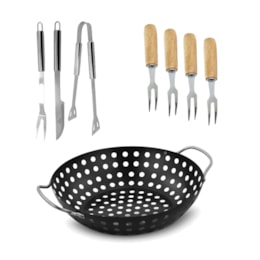 Kit Conjunto Churrasco com Grelha Redonda Kit Conjunto Churrasco com Grelha Redonda