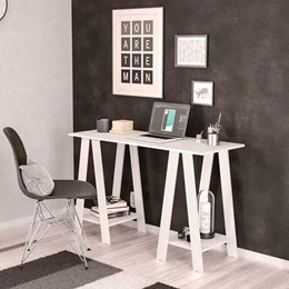 Mesa/Escrivaninha Para Computador Cavalete Delta Branco - Politorno