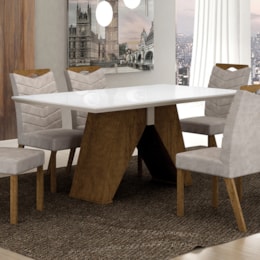 Mesa Verona 1,80 Canto Reto Vidro Branco Mesa Verona 1,80 Canto Reto Vidro Branco