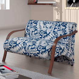 Poltrona Decorativa Adele 2 Lugares com Braço em Madeira Azul Poltrona Decorativa Adele 2 Lugares com Braço em Madeira Azul