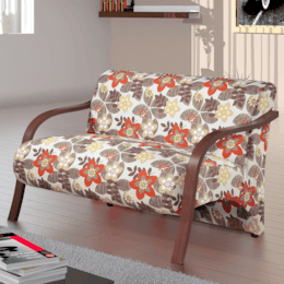 Poltrona Decorativa Adele 2 Lugares com Braço em Madeira Bege/Branco Poltrona Decorativa Adele 2 Lugares com Braço em Madeira Bege/Branco