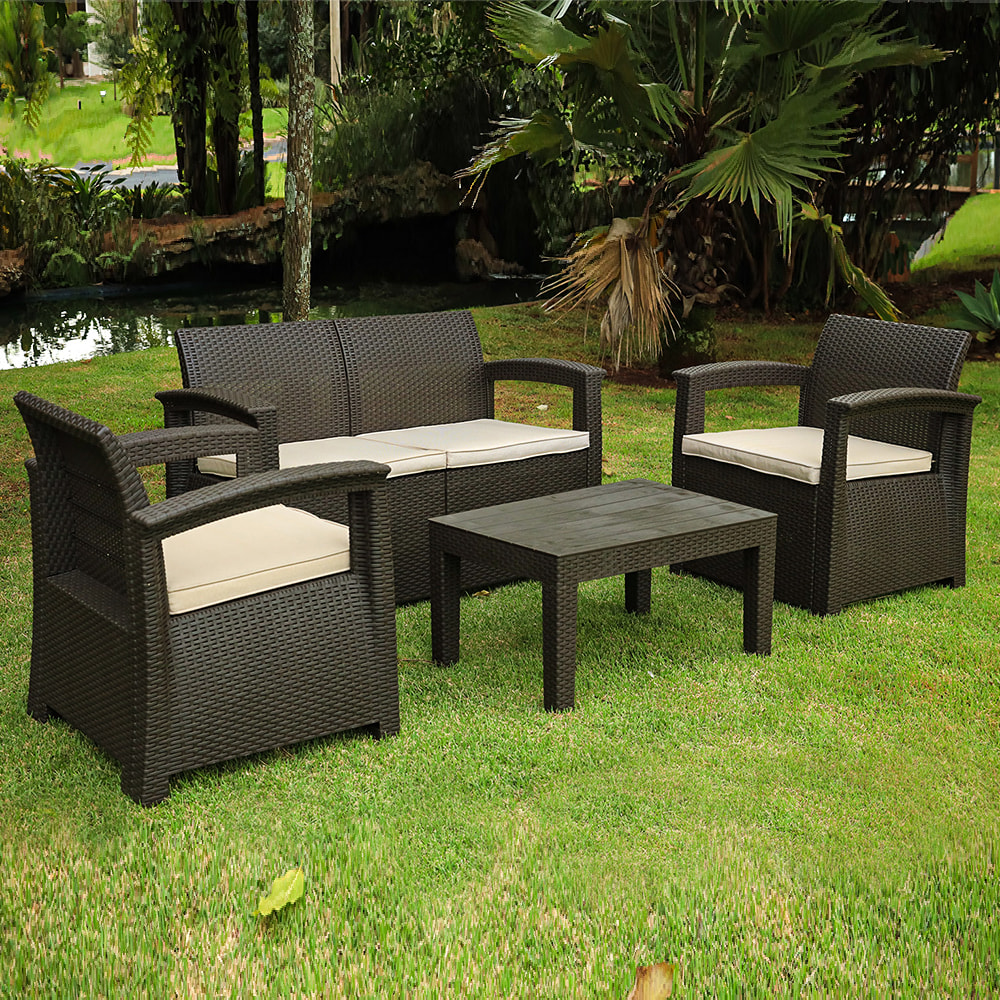Sofá 4 Lugares Para Jardim Área Externa Rattan D7HOME MaxiFerramentas